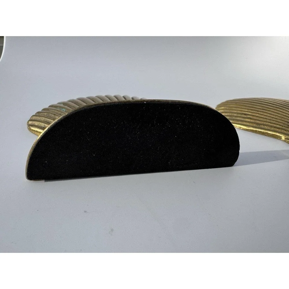 VTG 60s Bookends Brass Seashell Pair Coastal Library Book Lover Beach House